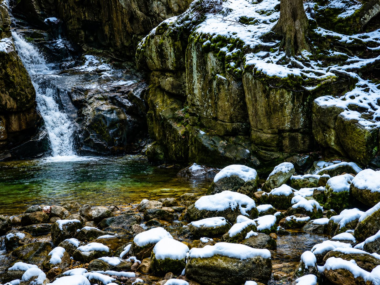 Waterfall in winter Przesieka